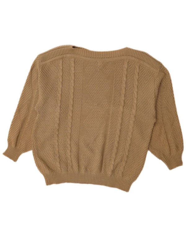 Vintage ženski jakni pulover s lađastim izrezom EU 48 2XL smeđi