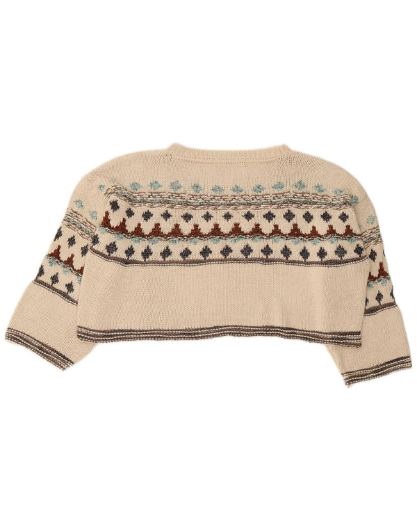 Zara ženski pulover s kratkim izrezom UK 10 Small Beige Fair Isle