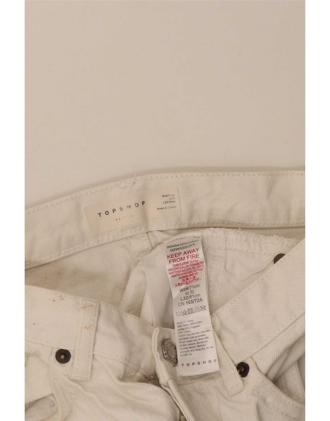Topshop ženske traper kratke hlače W28 srednje bijele boje od poliestera