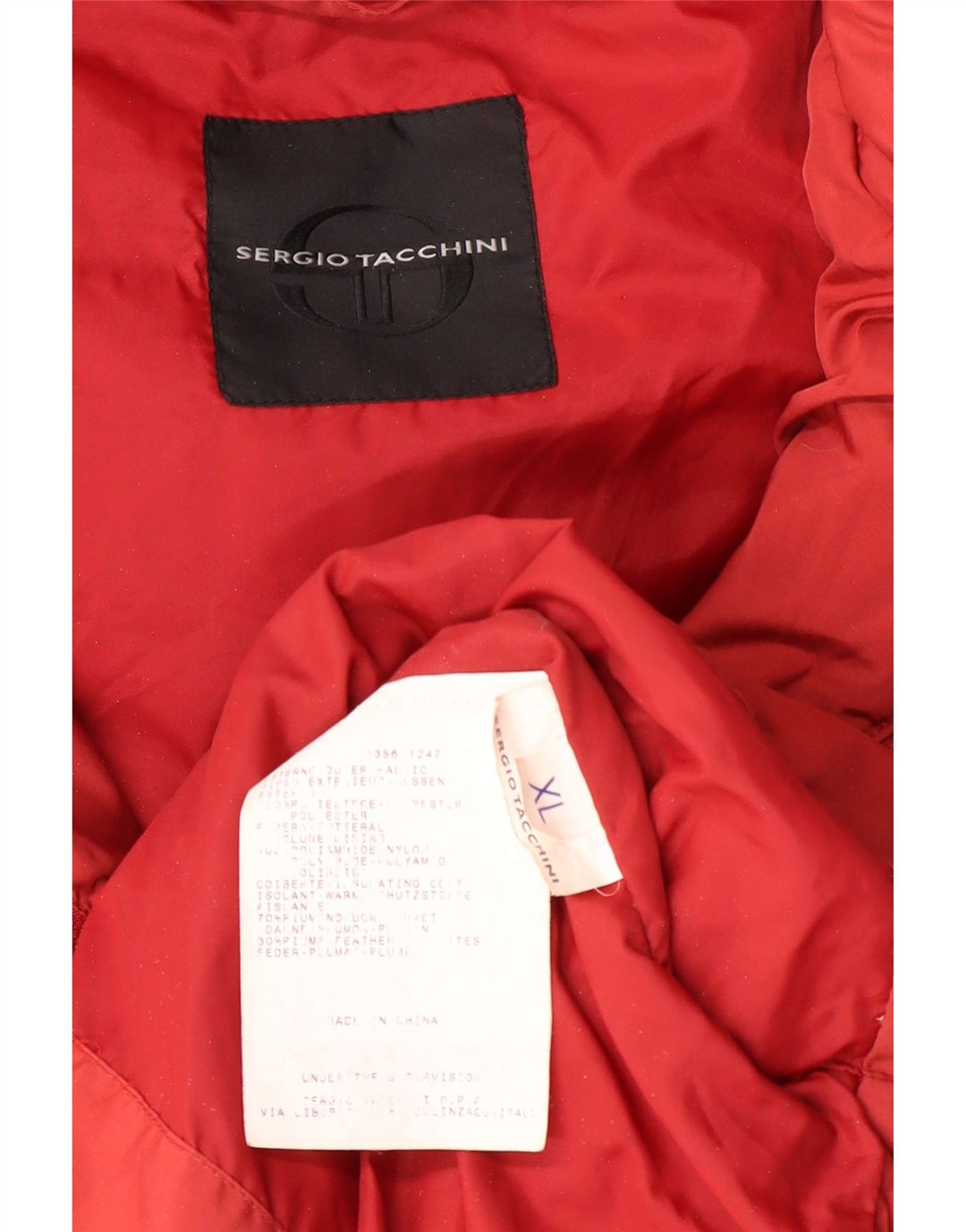 SERGIO TACCHINI muška podstavljena jakna s kapuljačom UK 42 XL crveni poliester