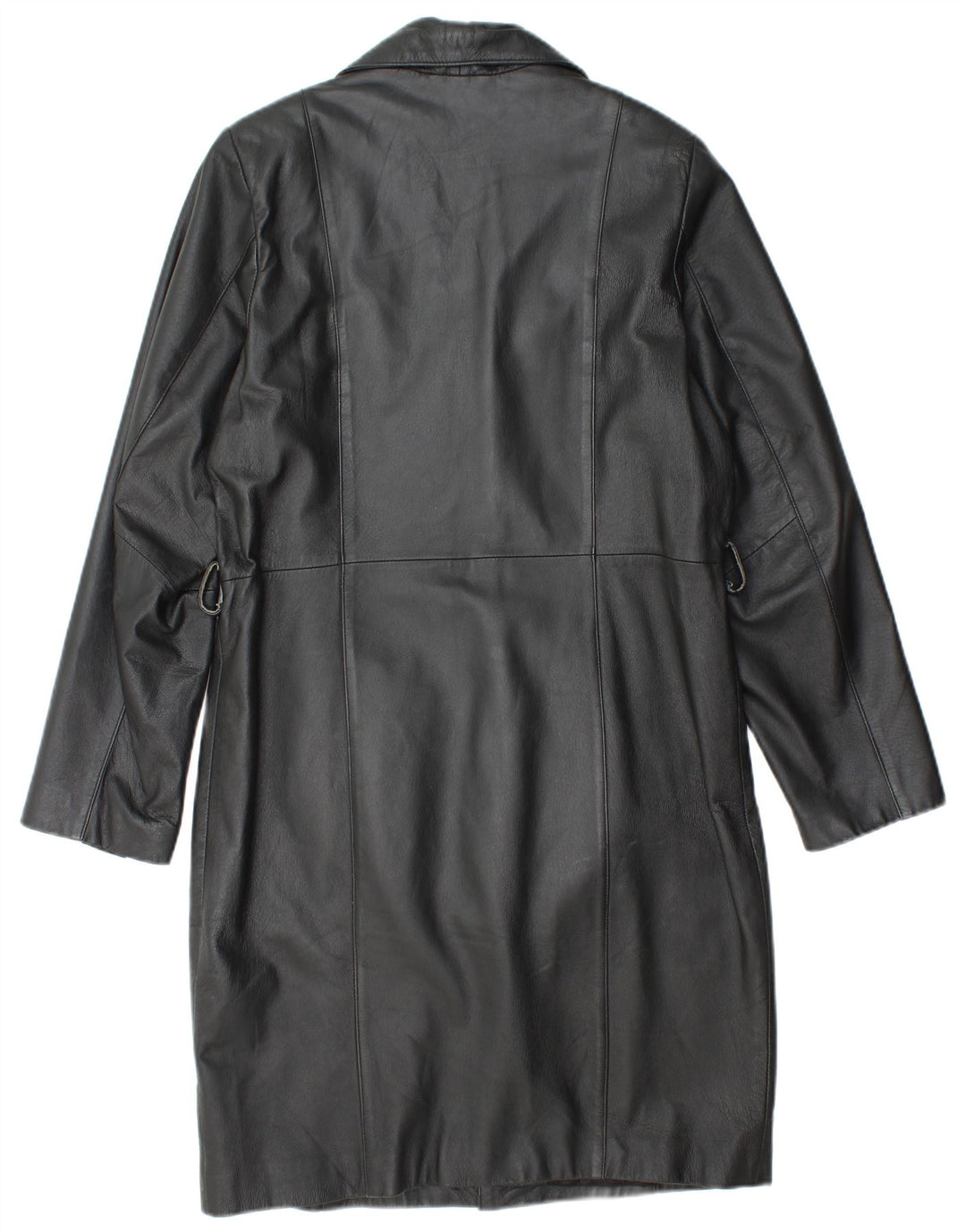 VINTAGE ženski kožni kaput UK 14 Srednja crna koža