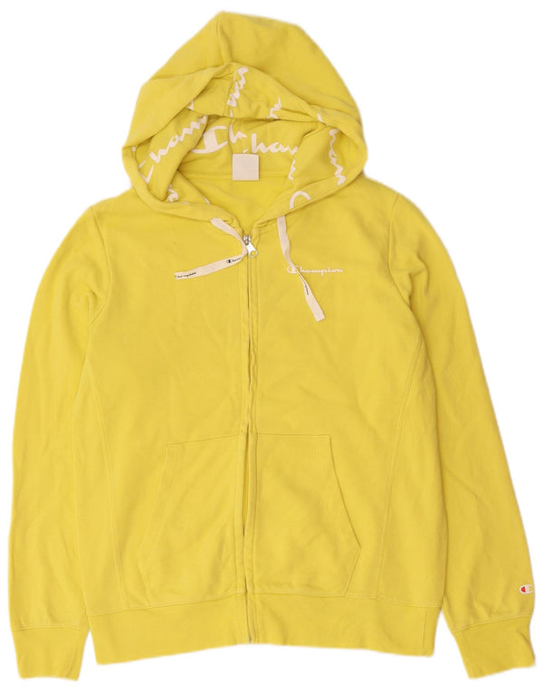 CHAMPION Womens Graphic Zip Hoodie Sweater UK 18 XL Yellow