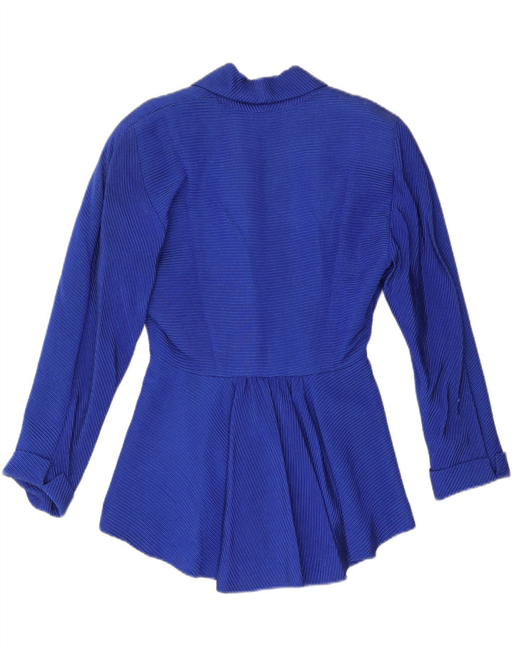 VINTAGE Ženska jakna jakna UK 12 Pamuk srednje plave pruge