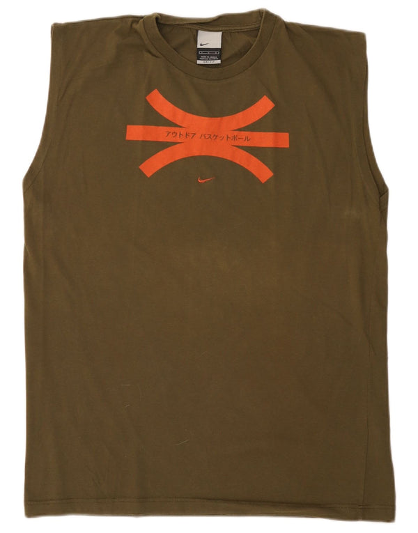 Nike Dri Fit Graphic Vest Top Large Kaki Pamuk