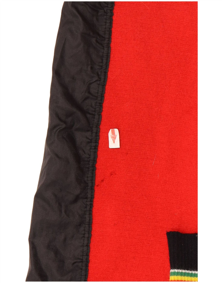 Vintage ženska bomber jakna UK 14 velika crna vuna u blokovima boja