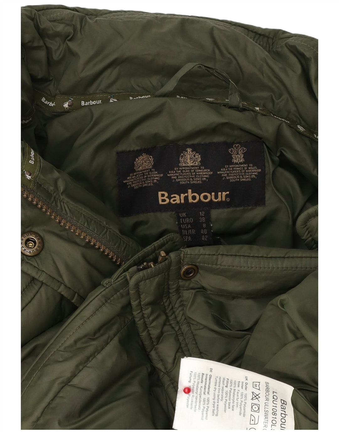 Barbour ženska podstavljena jakna s kapuljačom UK 12 Srednje zeleni poliester
