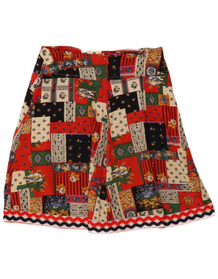 VINTAGE ženska mini suknja W28 srednje raznobojna patchwork viskoza