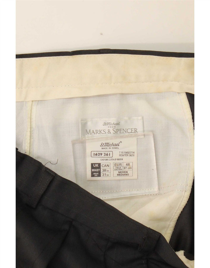 Marks & Spencer muške hlače s štipaljkama W38 L31 crni poliester