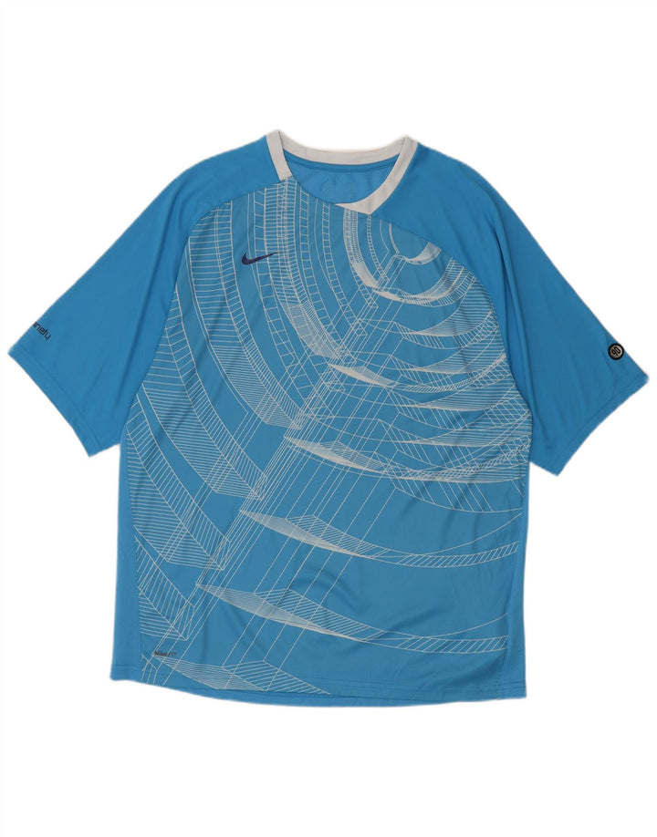 Nike muška majica kratkih rukava UK 42/44 veliki plavi geometrijski poliester