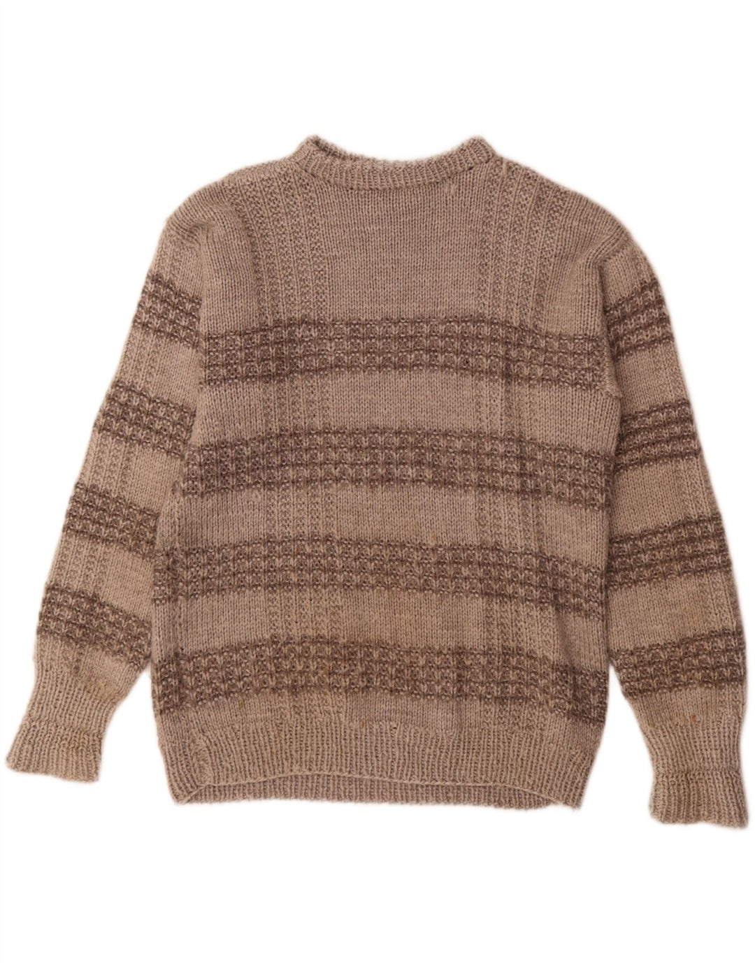 Vintage muški džemper s okruglim izrezom srednje sive pruge