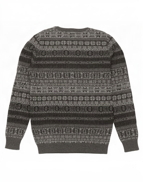 Marlboro Classics muški džemper s okruglim izrezom 2XL Sivi Fair Isle vuneni