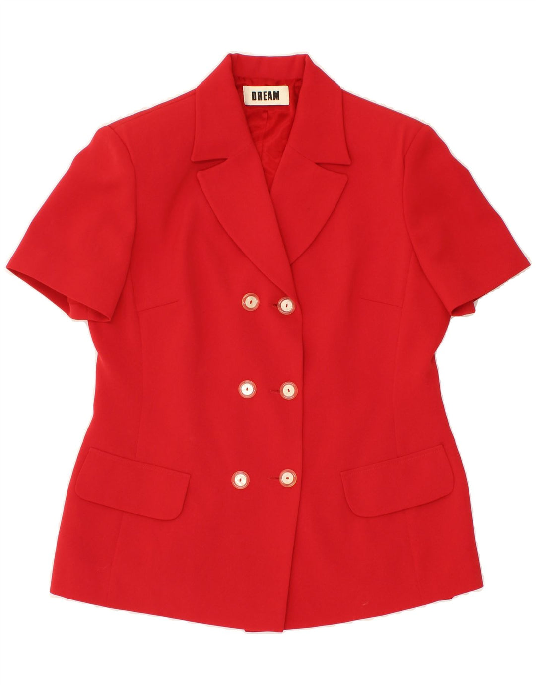 DREAM Womens Short Sleeve Double Breasted Blazer Jacket UK 12 Medium  Red Vintage Dream and Second-Hand Dream from Messina Hembry 