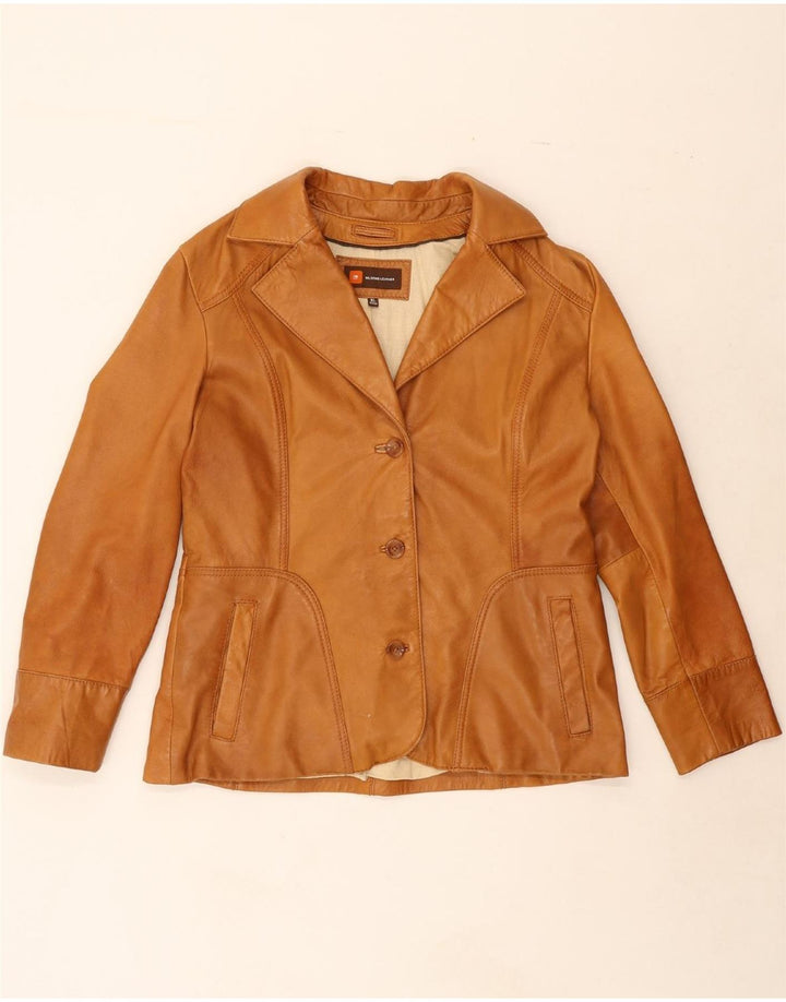 WILSONS Womens 3 Button Leather Blazer Jacket UK 18 XL Brown Leather Vintage Wilsons and Second-Hand Wilsons from Messina Hembry 