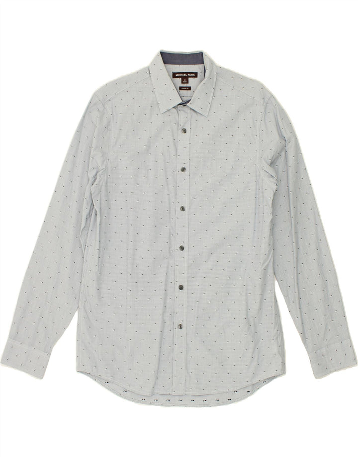 MICHAEL KORS Mens Classic Fit Shirt Medium Blue Spotted Cotton Vintage Michael Kors and Second-Hand Michael Kors from Messina Hembry 