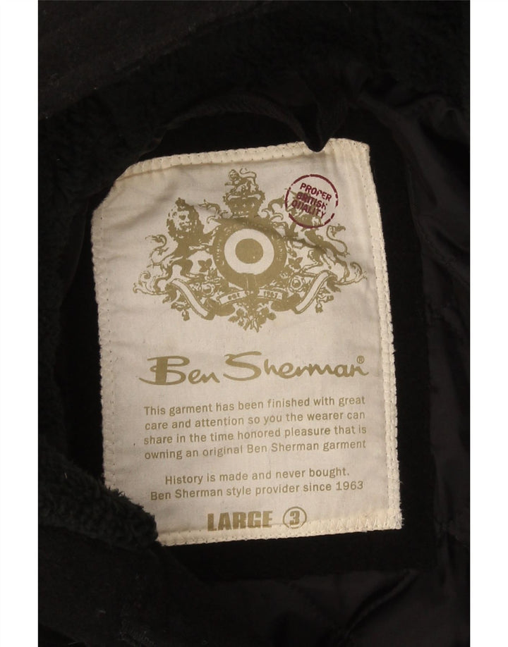 Ben Sherman muška parka jakna s kapuljačom UK 40 velika crna vunena
