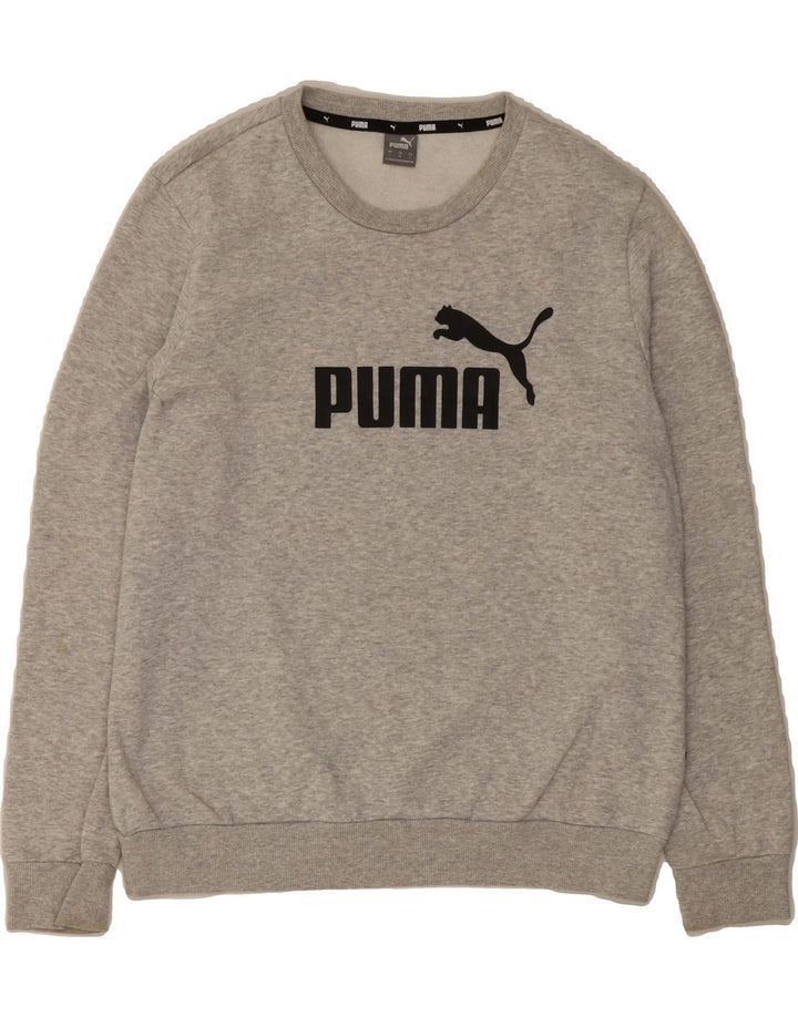 PUMA Womens Graphic Sweatshirt Jumper UK 16 Large Grey Cotton Vintage Puma and Second-Hand Puma from Messina Hembry 