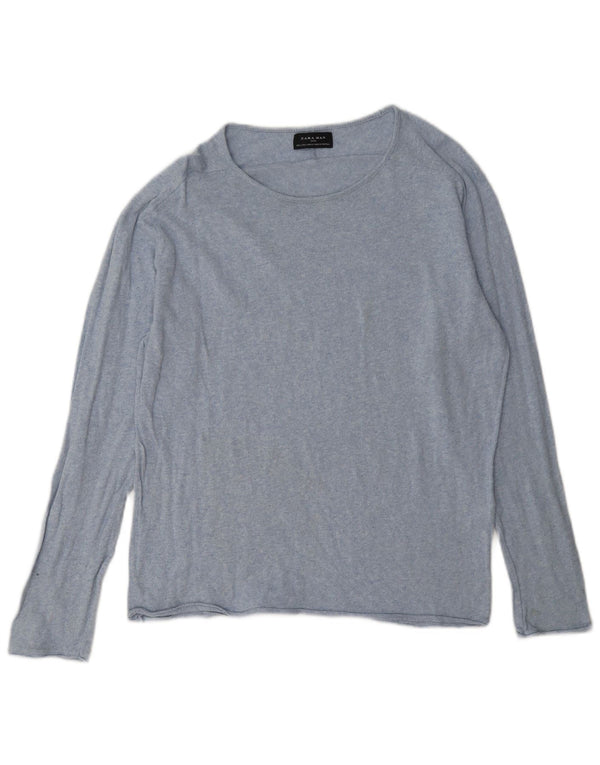 Zara Mens Top Long Sleeve Large Blue Flecked Cotton