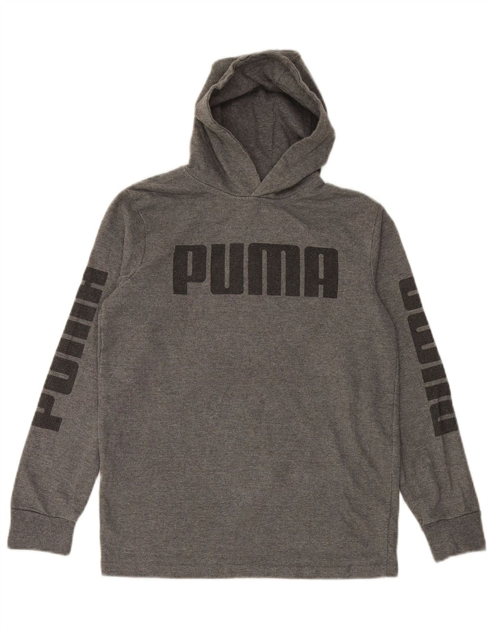 PUMA Boys Graphic Hoodie Džemper 12-13 godina veliki sivi pamuk