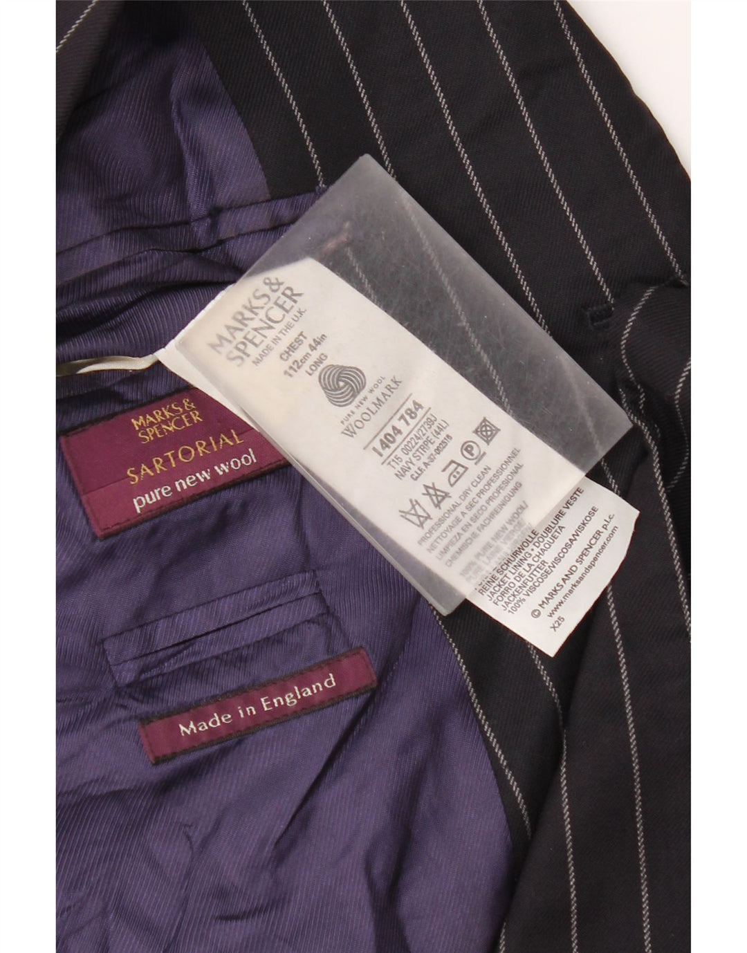 Marks & Spencer muška jakna sa 3 gumba UK 44 2XL tamnoplava prugasta