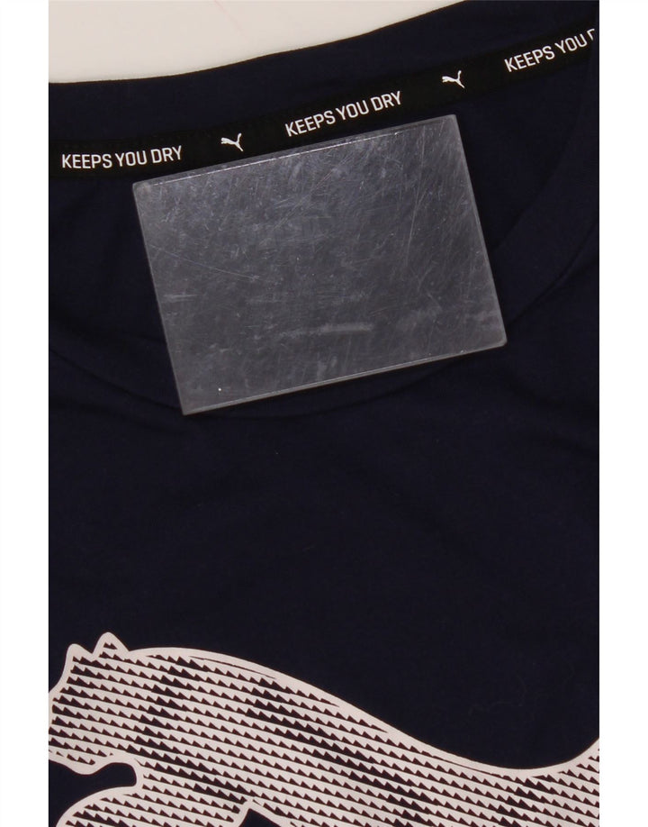 PUMA Mens Graphic T-Shirt Top Small Navy Blue