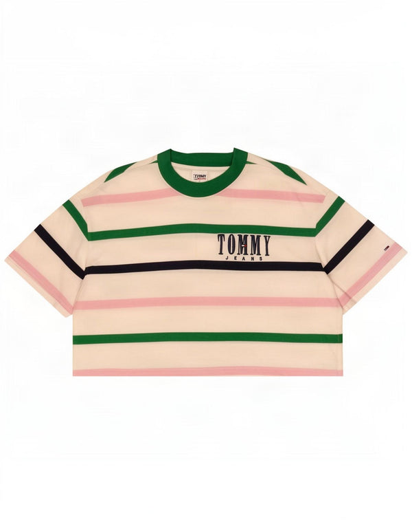 Tommy Hilfiger ženska majica kratkih rukava s kratkim crtama UK 18 XL na bijele pruge
