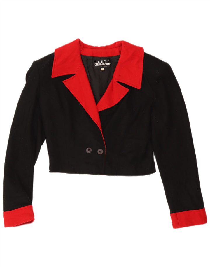 Vintage ženska bolero jakna s dvostrukim kopčanjem IT 46 velika crna boja