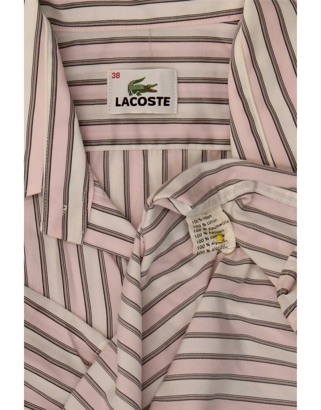 Lacoste muška košulja kratkih rukava, veličina 38, pamuk na srednje ružičaste pruge
