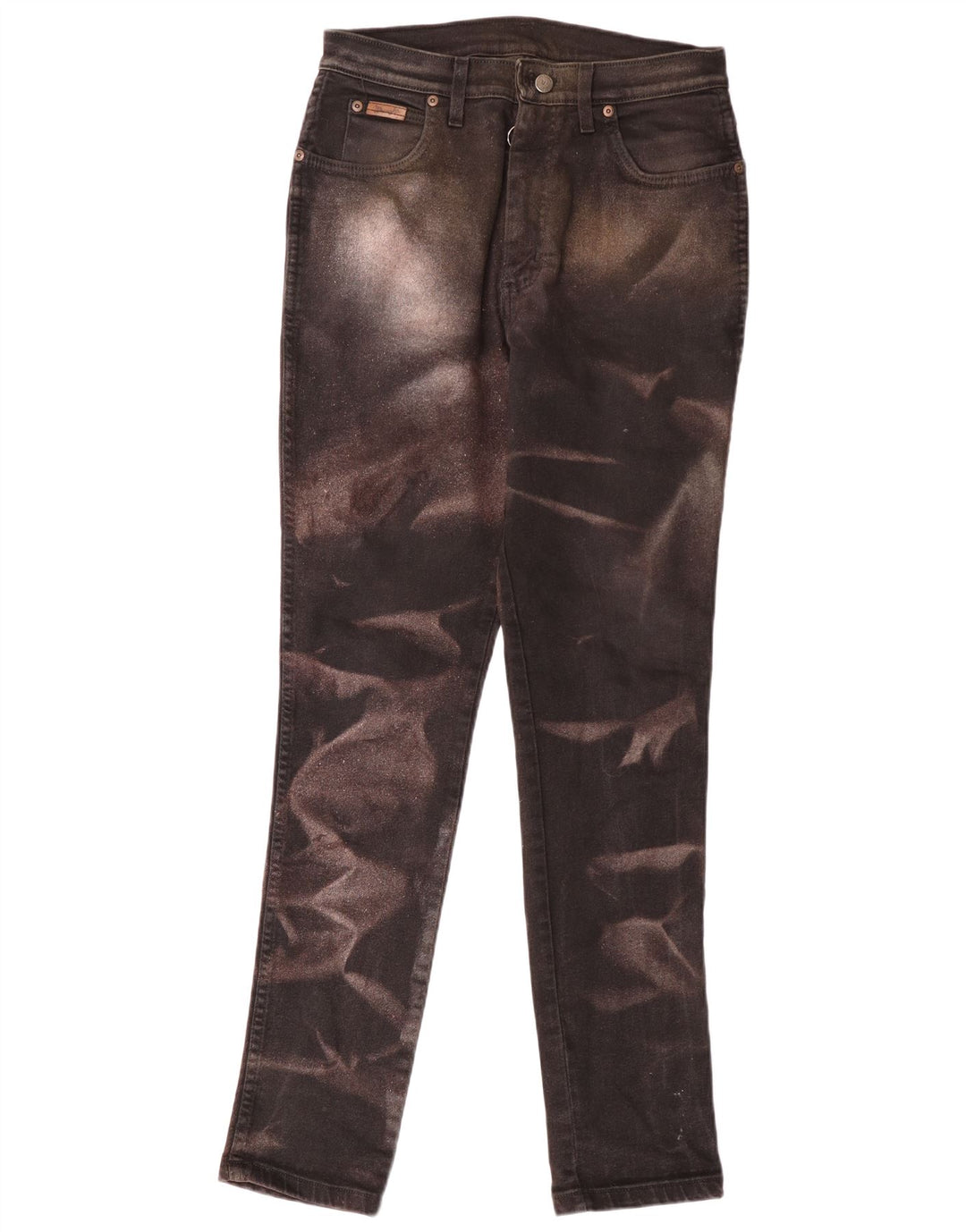 Ženske uske traperice Wrangler W34 L32 smeđa boja na kravatu