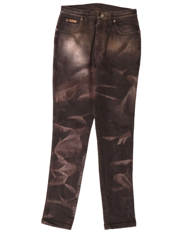 Ženske uske traperice Wrangler W34 L32 smeđa boja na kravatu