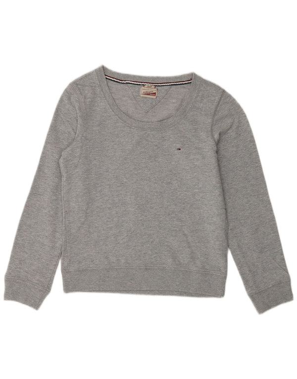 TOMMY HILFIGER Womens Classic Sweatshirt Jumper UK 10 Small Grey Cotton