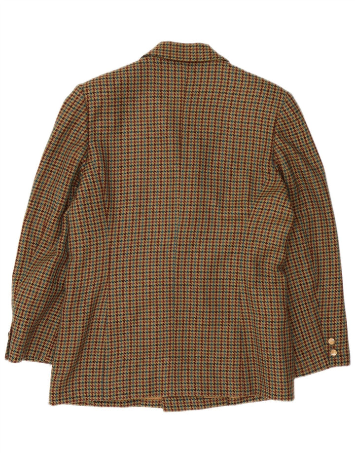 Vintage ženski blejzer sako s dvostrukim kopčanjem UK 16 Veliki smeđi houndstooth