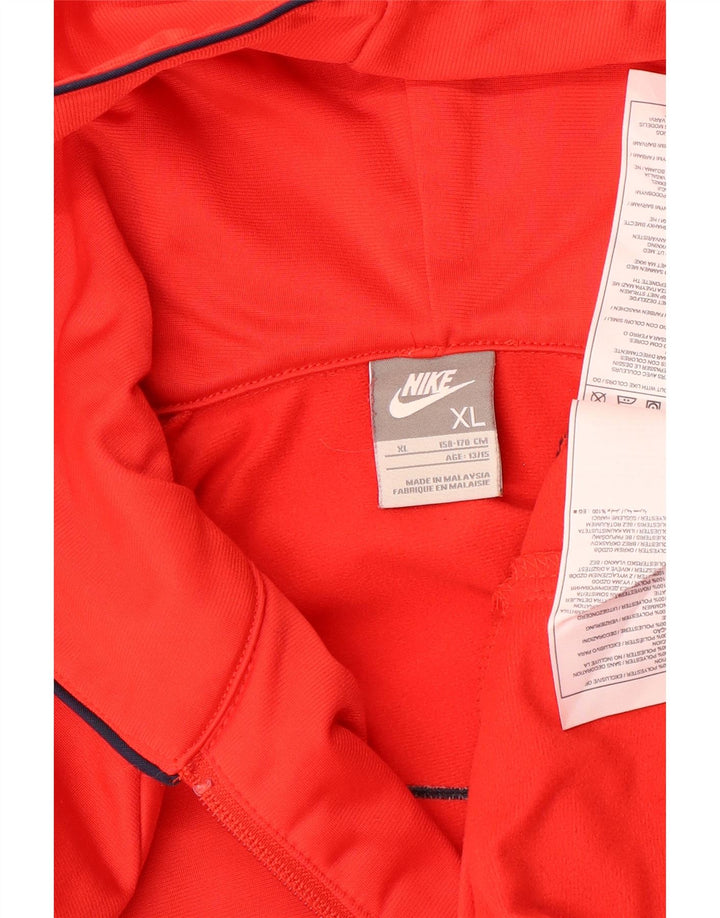NIKE Boys Cor72z pulover s kapuljačom na patentni zatvarač 13-14 godina XL Red Colourblock