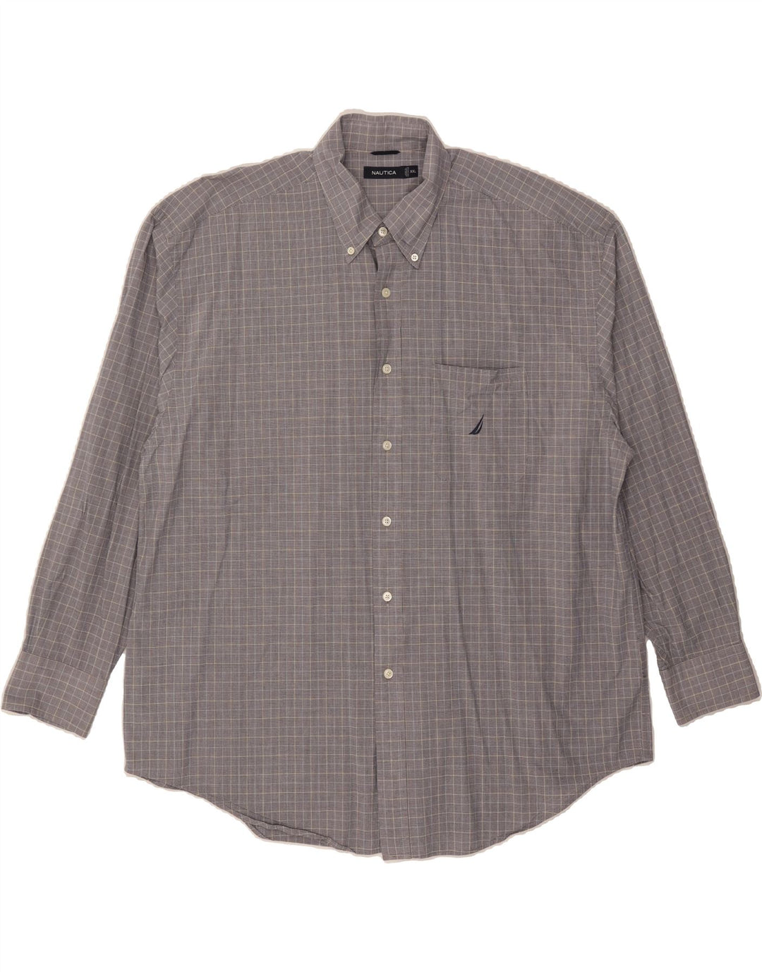NAUTICA Mens Shirt 2XL Grey Check Cotton Vintage Nautica and Second-Hand Nautica from Messina Hembry 