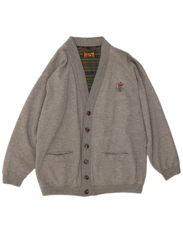 Vintage Mens Cardigan Sweater Medium Grey Polyester