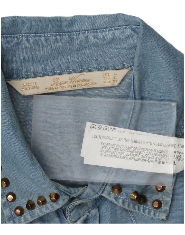 Zara ženska traper košulja UK 16 Large Blue Lyocell