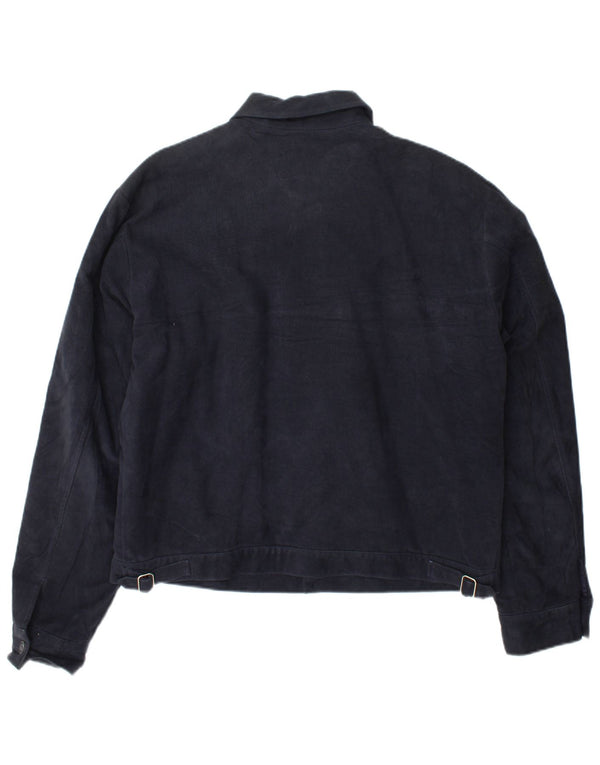 Guess Mens Bomber Jacket UK 40 Large Navy Blue Cotton