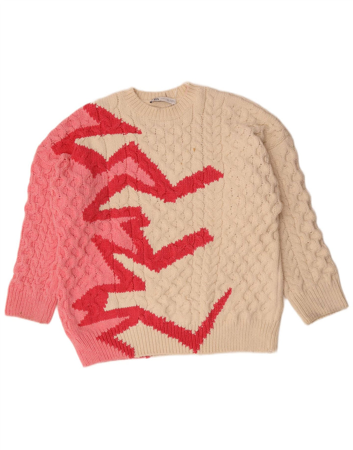 Zara ženski džemper s okruglim izrezom UK 14 srednje bijele boje od poliestera