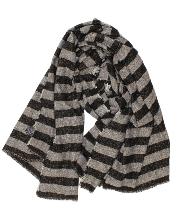 Zara Womens Rectangle Scarf Medium Grey Striped Polyester