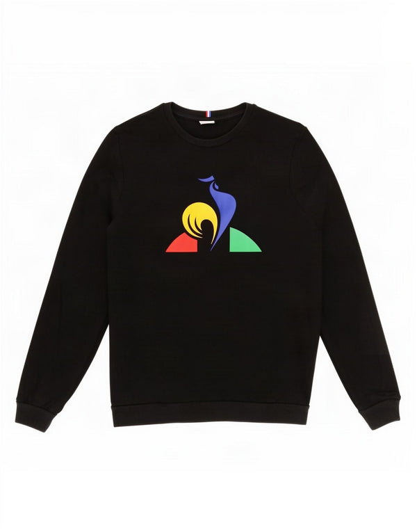 Le Coq Sportif Boys Sweatshirt džemper s motivima 13-14 godina, crni pamuk