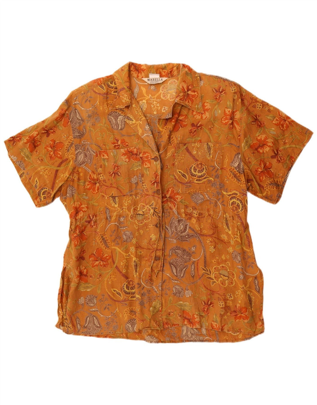 Marella muška košulja kratkih rukava UK 12 srednje smeđa cvjetna