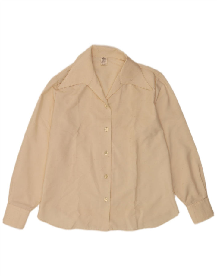 Vintage ženska košulja bluza UK 12 srednje prljavo bijeli poliamid