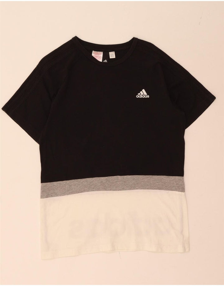 ADIDAS Mens Graphic T-Shirt Top Small Black Colourblock Vintage Adidas and Second-Hand Adidas from Messina Hembry 