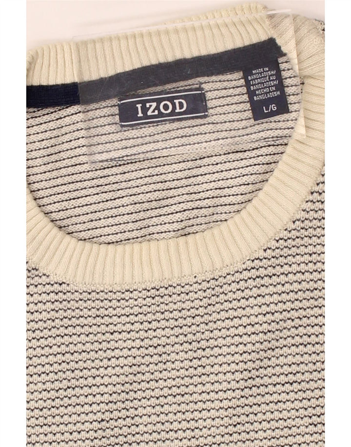 IZOD Mens Crew Neck Jumper Sweater Large Beige Cotton Vintage Izod and Second-Hand Izod from Messina Hembry 