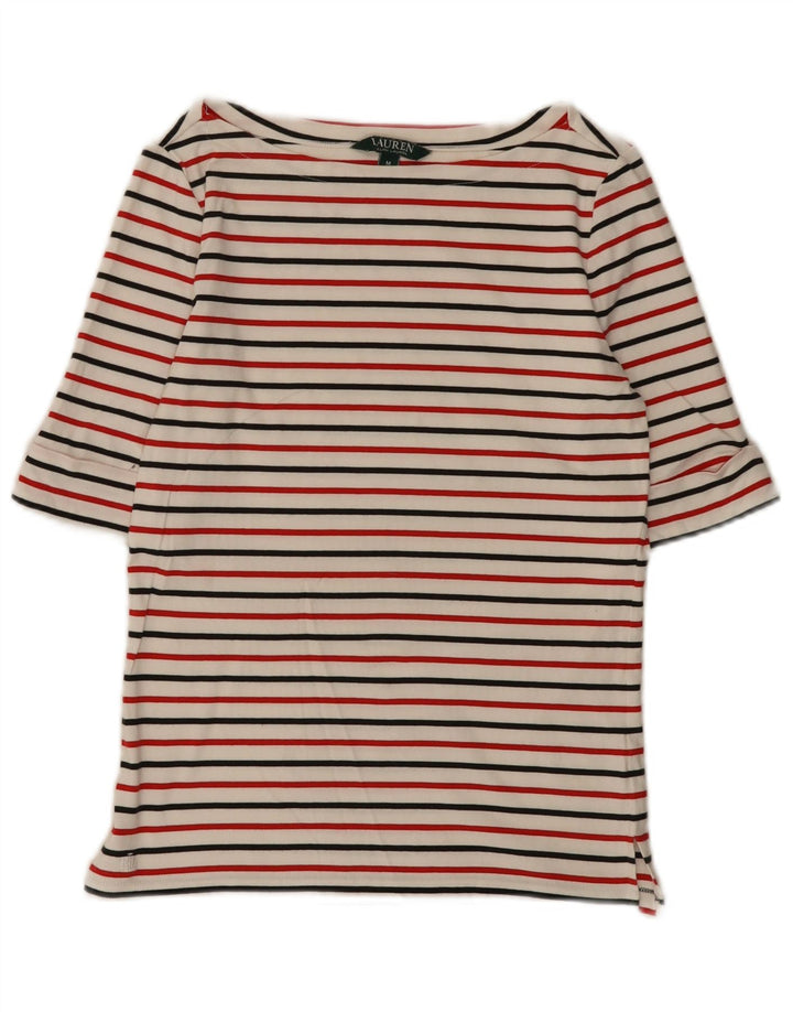 Ženska majica Ralph Lauren s 3/4 rukavima UK 12 srednje bijele pruge