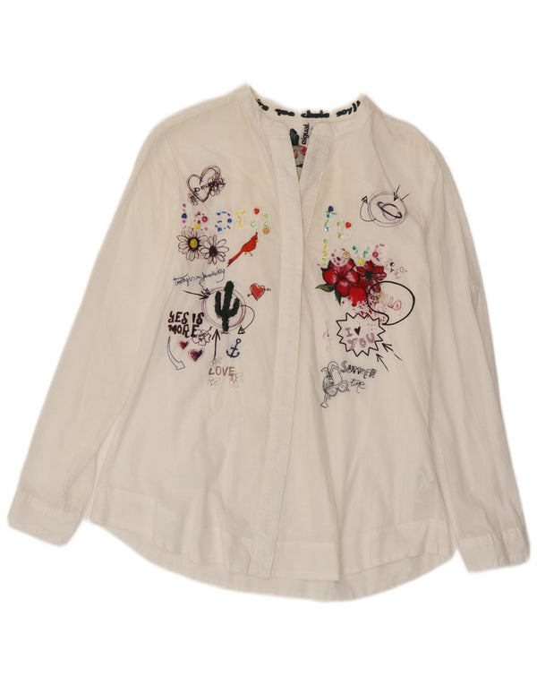 Desigual ženski gornji dio bluze dugih rukava s grafičkim motivima UK 14, veliki bijeli cvjetni