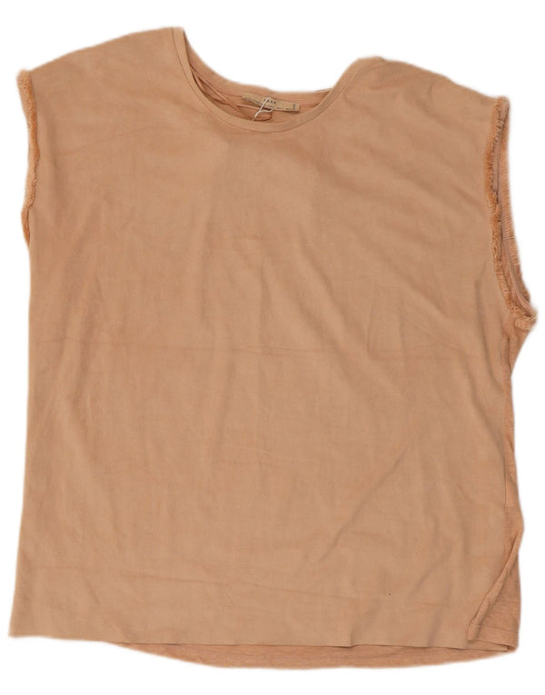 Zara Womens Vest Top UK 16 Large Beige Polyester