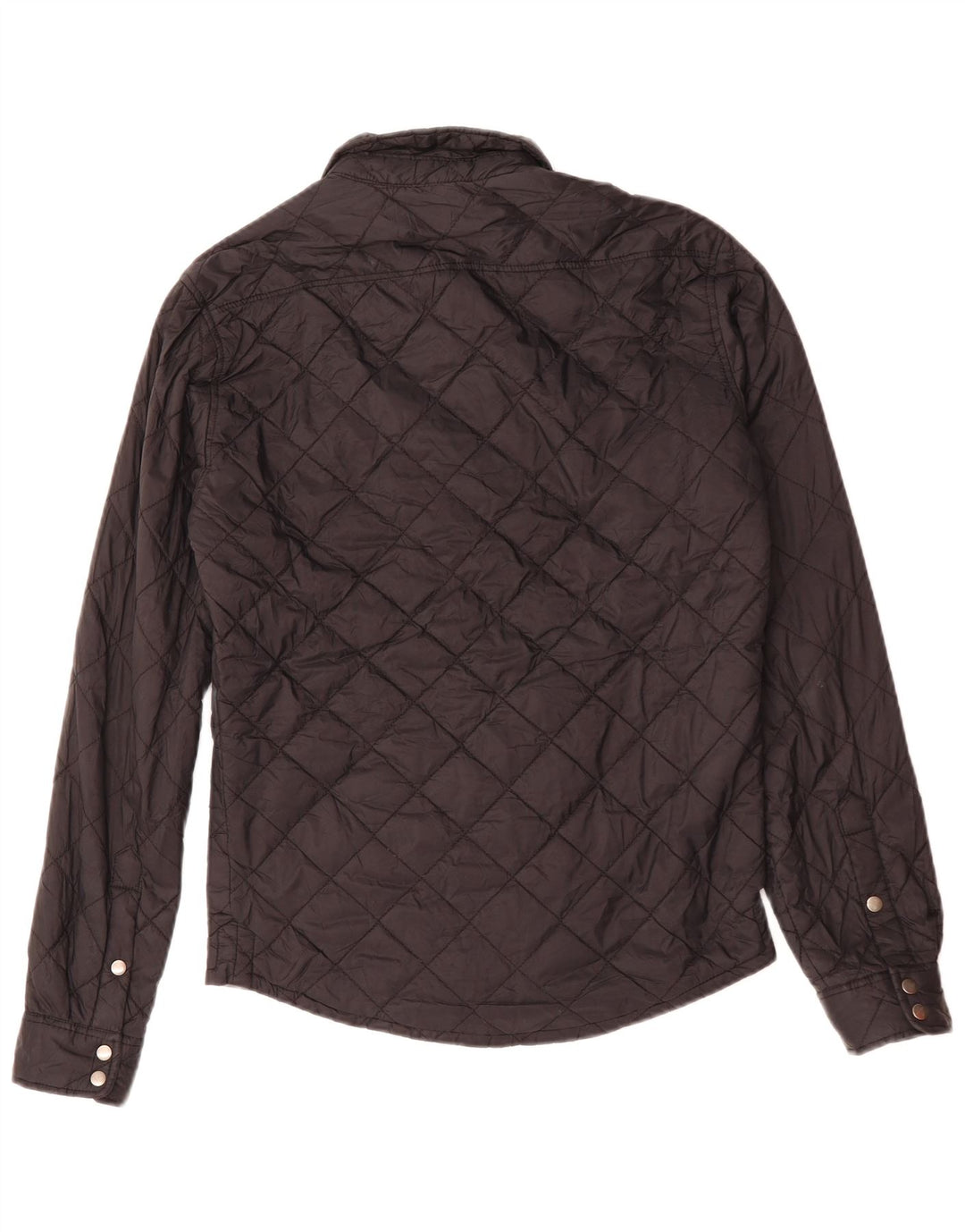 ZARA muška pripijena majica prošivena košulja srednje crne boje od poliestera