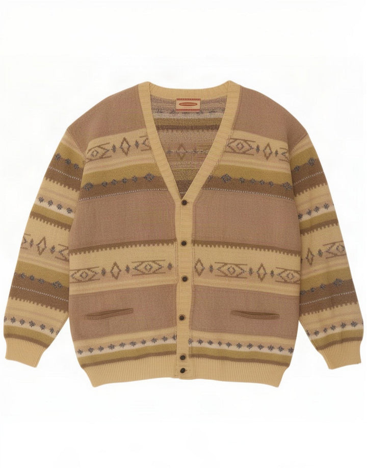 Settebello muški kardigan pulover Large Brown Geometric