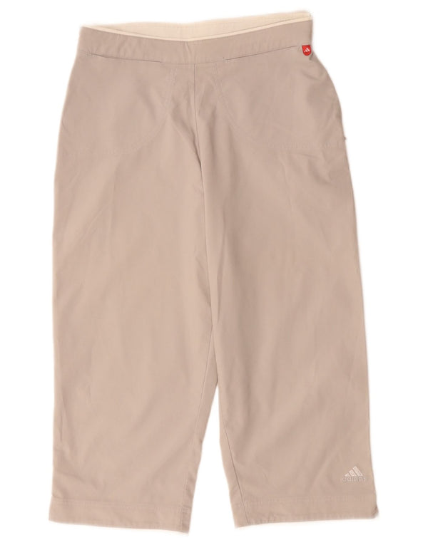 Adidas ženske ravne kapri hlače UK 12 srednje W28 L19 bež poliester