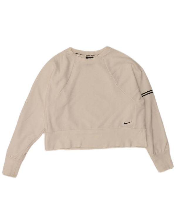 Nike Ženski Dri Fit Graphic Sweatshirt Džemper UK 10 Male bijele pruge